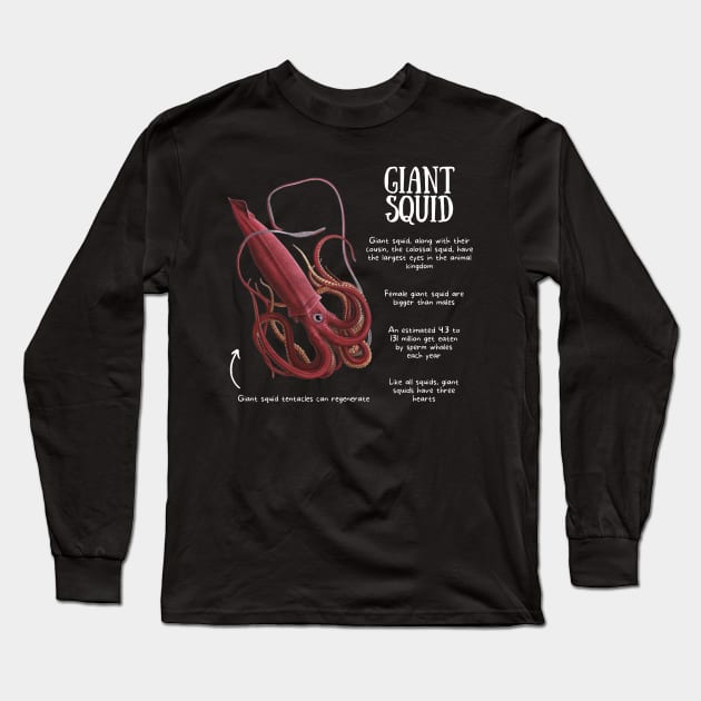 Animal Facts - Giant Squid Long Sleeve T-Shirt by Animal Facts and Trivias